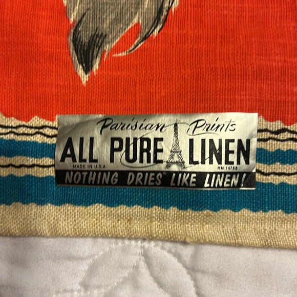 Vintage Made in USA linen tea towel with dog - Picture 5 of 9